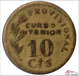 Spain Civil War Cazalla Sierra 10 Cents 1936 Brass MBC - / VF - - Picture 1 of 2