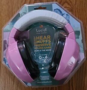 LUCID AUDIO BABY HEAR MUFFS 0-4 PINK AND WHITE NOISE MUFFLE EARMUFFS NEW