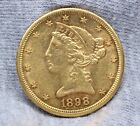 Vintage 1898 S Coronet Head Gold $5.00 Half Eagle Coin