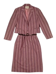 VINTAGE 1960'S JOHN MEYER OF NORWHICH WOMEN'S Pink Wool Skirt Set Size 12 - Picture 1 of 22