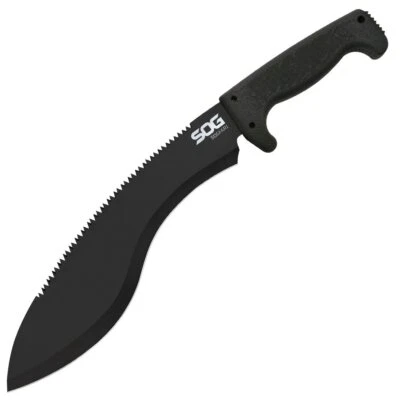 Machete SOG SOGfari Kukri MC11-N - Hoja rígida negra de 12"" con parte posterior de sierra, Foto 1 de 4