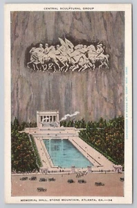 Postcard Central Sculptural Group Memorial Hall Stone Mountain - Picture 1 of 2
