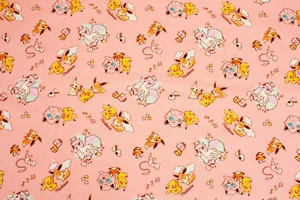 Pocket Monster Pokemon Pikachu Eevee Fabric made in Korea by the Half Yard - Picture 1 of 9