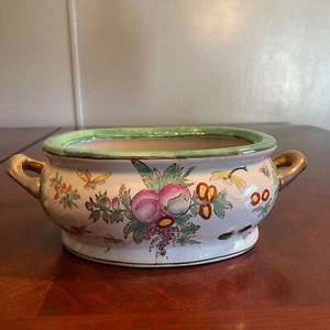 Maceta de baño de pies Jardinière de porcelana china Chinoiserie antigua Famille Rose - Imagen 1 de 13