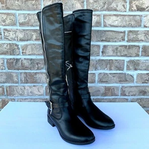 Diba women's Dominic tall boots black moto silver zipper accent size 9.5M - Picture 1 of 9
