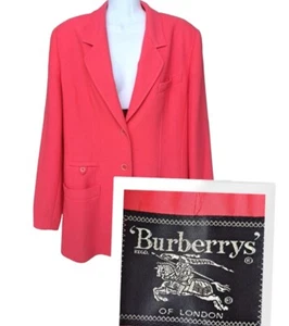 VTG Burberry Burberrys of London Wool 2 Button Jacket Blazer USA 12 - Picture 1 of 24