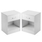 Set of 2 Bedside Table Nightstand with Open Storage + Drawer Bedside End Table