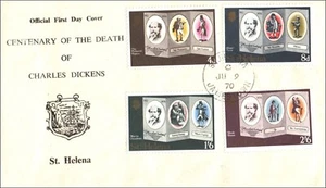 St Helena 1970 Anniversary of Death of Charles Dickins FDC - Picture 1 of 2