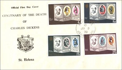 St Helena 1970 Anniversary of Death of Charles Dickins FDC - Image 1 of 2