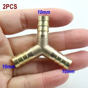 2Pcs Way Brass Hose Barb Fitting Pipe Tubing Splicer Fuel Water Gas Air 3/8" Y-3 - Picture 1 of 7