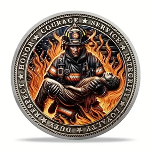 Firefighter Challenge Coin Thanks to Firefighter Service Souvenir Coin Idea Gift - Picture 1 of 4