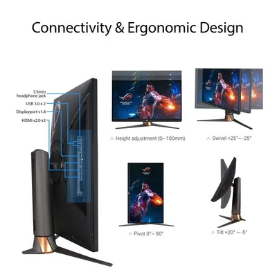 ASUS ROG Swift PG279QM 27in Gaming Monitor, 2560x1440 QHD, Fast IPS, 240Hz, 1ms, - Image 1 of 4