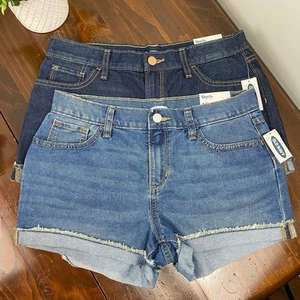 Bundle of 2 Girls Old Navy Denim Jean Shorts Size 16 Dark and Medium Wash - Picture 1 of 8