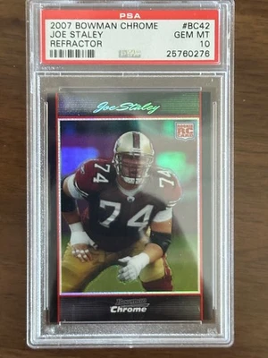 2007 BOWMAN CHROME JOE STALEY REFRACTOR Rookie PSA 10 POP 2 /500 - Image 1 of 2