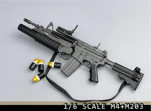 1/6 WWII M4+M203 Weapon Model Male Gun Rifle For 12'' Action Figure Soldier Body - Picture 1 of 8