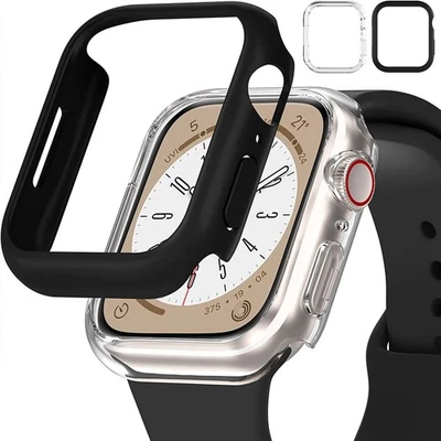 For Apple Watch 45mm Series 9 Screen Protector Full Cover TPU Frame Cover Black - Image 1 of 4