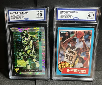 1990 FLEER ДЕБЮТАНТ SENSATIONS #1 DAVID ROBINSON RC - CCG 9 плюс бонусная карта! Шпоры - Изображение 1 из 3