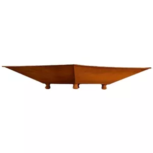 Gartendeko Rost Schale Dekoration 7,5x40x40 cm Edelrost Optik Braun Metall Füße - Bild 1 von 3