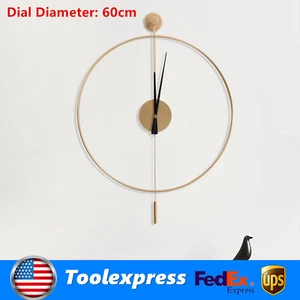 60cm Modern Gold Iron Round Swing wall clock for Living Room Home Office Decor - Picture 1 of 12