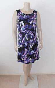 Jacqui E Dress Womens Sz 18 16 Stretch Cotton Floral Pleated Multi Black - Picture 1 of 7