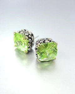 Designer Ohrringe PETITE Silber Gold balinesisch filigran Peridot grün CZ Kristall - Bild 1 von 2