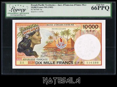 FRENCH PACIFIC TERRITORIES 10000 10,000 FRANCS ND(1985) P-4a UNC First date RARE - Image 1 of 4