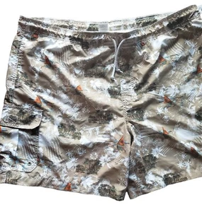 Trader Bay Swim Trunks Mens XL Drawstring Tropical Tan White Surf Shorts Shrtsb1 - Picture 1 of 7