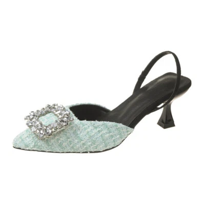 Women's Shoes Rhine-diamond Square Buckle Deep High Heels Pointy Stiletto Shoes - Image 1 of 4