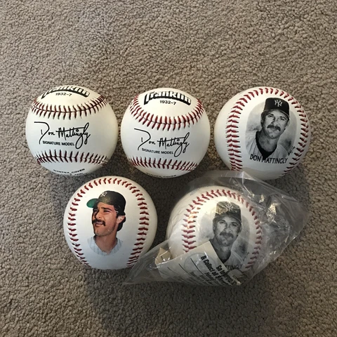 Don Mattingly Baseball LOT (5) Yankees Fotoball Photo BALL Burger King +Franklin Cover