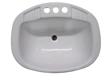 MOBILE HOME PARTS 20" x 16" White Round Plastic Lavatory Sink For Mobile Homes/RV's