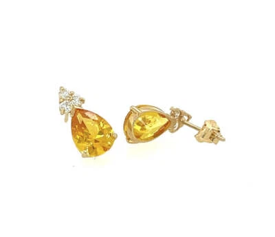 14k Yellow Gold Pear Shape Stud Earrings Foto 1 de 4
