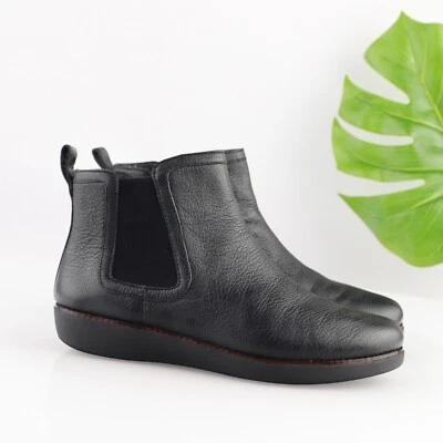 Fitflop Womens Chai Boot Size 9 Black Leather Chelsea Pull On Toning Bootie - Image 1 of 4
