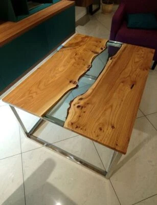 Epoxy Resin Handmade Acacia Table Top Custom Order For Kitchen Dinning Room - Image 1 of 2