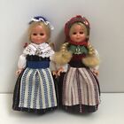 2 poupées vintage Svensk Folkdrakt originales artisanales yeux clignotants 6 pouces de grande Suède