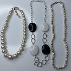 X Lot Bulk Vtg Retro Necklaces Mod White Black Resin Mod Pearls Premier Designs