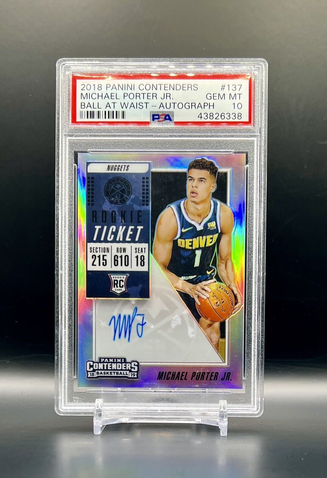 2018 Panini Contenders MICHAEL PORTER JR Rookie AUTO Silver Ball At Waist PSA 10