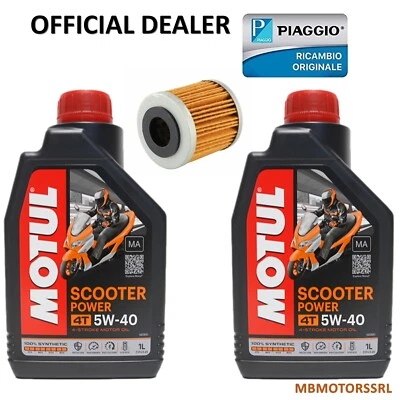 KIT TAGLIANDO PIAGGIO BEVERLY 400 HPE 2021/2025 MOTUL 5W40 + FILTRO OLIO PIAGGIO