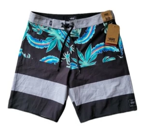 Vans Mens Era 4 Way Stretch Board shorts Black Blue Tropical Print Sz 30 NWT - Picture 1 of 5