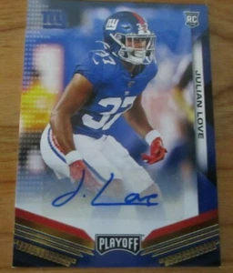 Lot of 2 2019 Panini Playoff Julian Love Auto Autograph Rookie Cards New York  - Picture 1 of 5