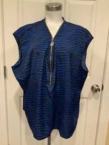 Camiseta sin mangas Michael Michael Kors negra y azul con estampado de cebra, talla 3X - Imagen 1 de 7