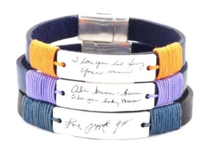 actual handwriting leather bracelet - Picture 1 of 7