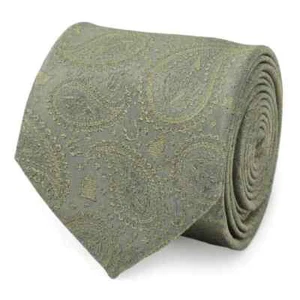 Corbata para hombre Yoda Paisley verde salvia seda - Imagen 1 de 5