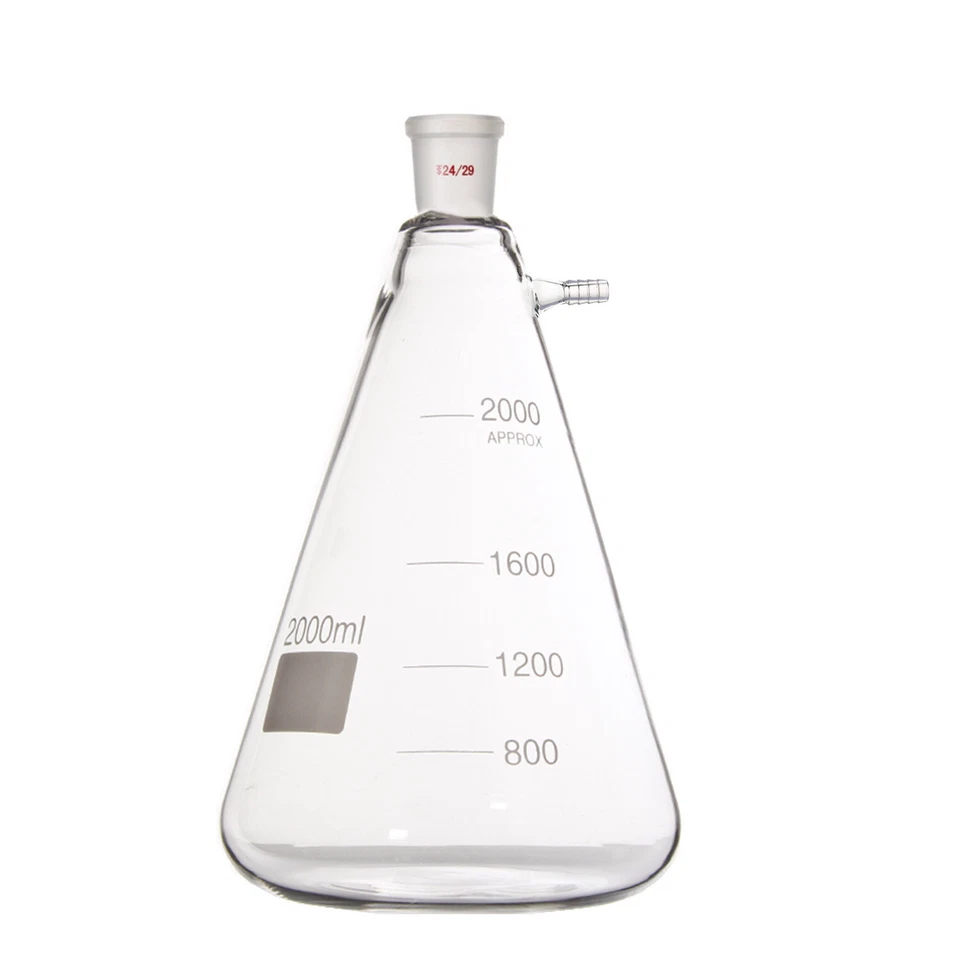 2000ml,24/29,Glass Filtering Flask,2L,Lab Filtration Bottle,10mm Vacuum Adapter - Image 1 of 4