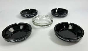 Vintage Ashtrays Lot Of 5 Fabulous Flamingo Hilton Hotel Casino Las Vegas Glass - Picture 1 of 8