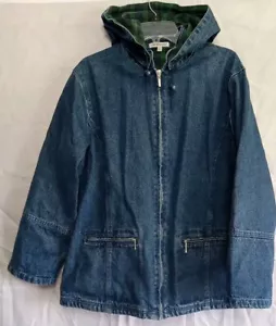 Chaqueta vaquera forrada de franela a cuadros estilo norte vintage con capucha talla L - Imagen 1 de 11