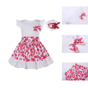 Girls Outfits with Headband Shirt Top Skirt Set Summer Size 2 3 4 5 6 8 10 12 - Picture 1 of 12