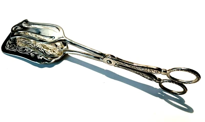 Pinzas de tijera vintage ornamentadas de lujo para servir sándwich para pastel de postre Foto 1 de 4