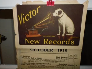 DATED 1918 VICTOR NEW RECORDS STORE DISPLAY PAPER SIGN " OCTOBER " 100% ORIGINAL - Picture 1 of 5