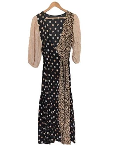 Next Wrap Long Dress, Mix Print, Black & Brown 3/4 Sleeve Size UK 10R - Picture 1 of 6