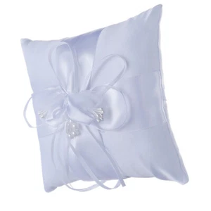 1Pc Wedding Ring Pillow Cushion Pearl Flower Decorated Ring Bearer Pillow - Picture 1 of 11